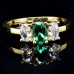 Χρυσό δαχτυλίδι Κ14 με λευκά και πράσινο ζιργκόν